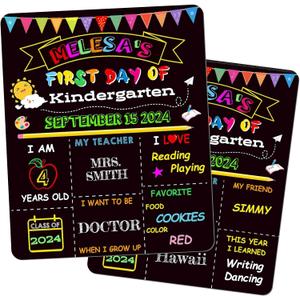 3 x Double-Sided First Day of School and Last Day of School Chalkboard Sign, 12 x 10 inches, Wooden, Reusable, for Kids, Preschool, Kindergarten, 1st Grade (Black, 10 * 12")