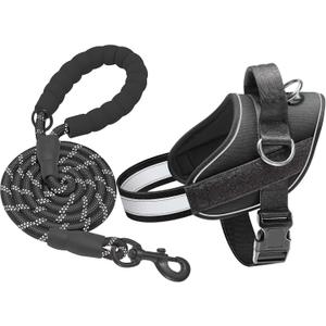 Haapaw Essential Dog Harness, No Pull Pet Vest with 3 Leash Clips, No Choke, Reflective, Adjustable and Padded, for Easy Walking and Training for Large Dogs(L, Black)