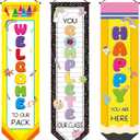 Blulu 3 Pcs Back to School Banners Classroom Motivational Porch Signs 47''x12'' School Pencil Porch Banner Decorations for Indoor Outdoor Door Wall Classroom Party Supplies Decoration