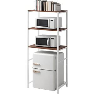Colingmill 3 Tier White Mini Fridge Stand with Storage for Dorm, Over Mini Fridge Multipurpose Storage Shelf Rack Standing Organizer for College Rooms Kitchen Pantry, Home, and Offices, Coffee, Bar