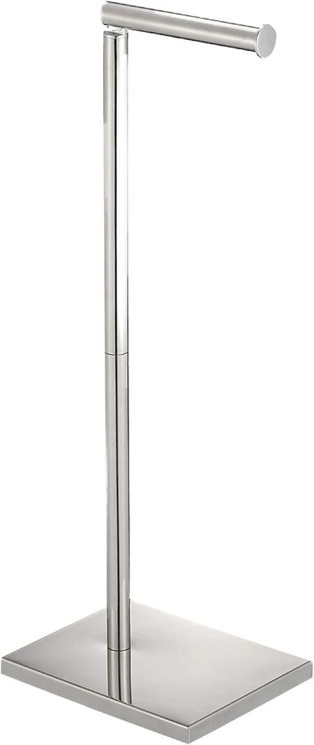 Toilet Paper Holder Stand, Free Standing Toilet Paper Holder with 4 Rolls for Bathroom, Weighted Base Toilet Paper Stand, Chrome