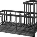 Vanwood Sponge Holder for Kitchen Sink with Self Tray, Sink Caddy Cocina Organzier with Brush Holder, Dish Sponge Caddy for Kitchen Organizers Storage Essentials (Mattle Black, 8.20"3.54"5.50")