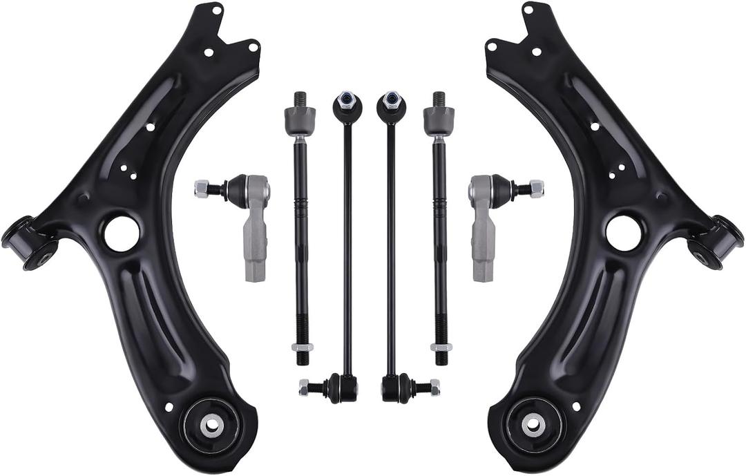 MaXpeedingrods 8Pc Suspension Kit for Volkswagen Jetta 2011-2018, 2 Front Lower Control Arms 2 Sway Bar Links 4 Outer & Inner Tie Rods