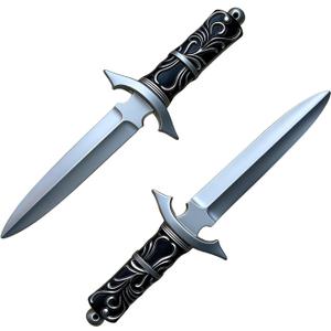 Realistic Fake Sword Foam Knife, 15" Fake Dagger Knife Prop,Medieval Knight Weapons for LARP Costume Halloween (Black)