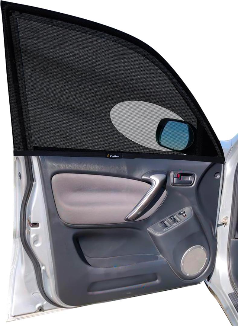 EcoNour Car Front Side Window Sun Shades Compatible for Toyota Rav4 | 2Pack Breathable Super Stretchy Mesh Sun Shade | Heat Block UV Protection Car Window Screen Covers | Mosquito Net Curtains
