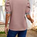 Tankaneo Womens Puff Short Sleeve Tops Summer Dressy Casual Crew Neck Work Blouses 2026 Leopard Loose Fit T Shirt (M)