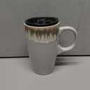 Bosmarlin Ceramic Travel Coffeel Mug with Handle and Lid, 18 oz, Portable Coffee Cup for Car Cup Holder, Microwave and Dishwasher Safe, Reactive Glaze (Light Grey Blue)