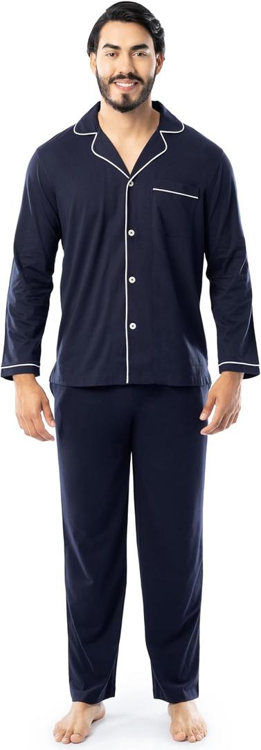 Fruit of the Loom mens Jersey Knit Pajama Sleep Set (Large, Navy) Fruit of the Loom mens Jersey Knit Pajama Sleep Set (Large, Navy)