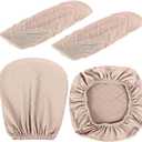 Tallew 4 Pcs Office Chair Covers Set Computer Universal Protective Stretchable Chair Seat Covers Desk Armrest Slipcovers Pads Office Cushion Backrest for Rotating(Camel)