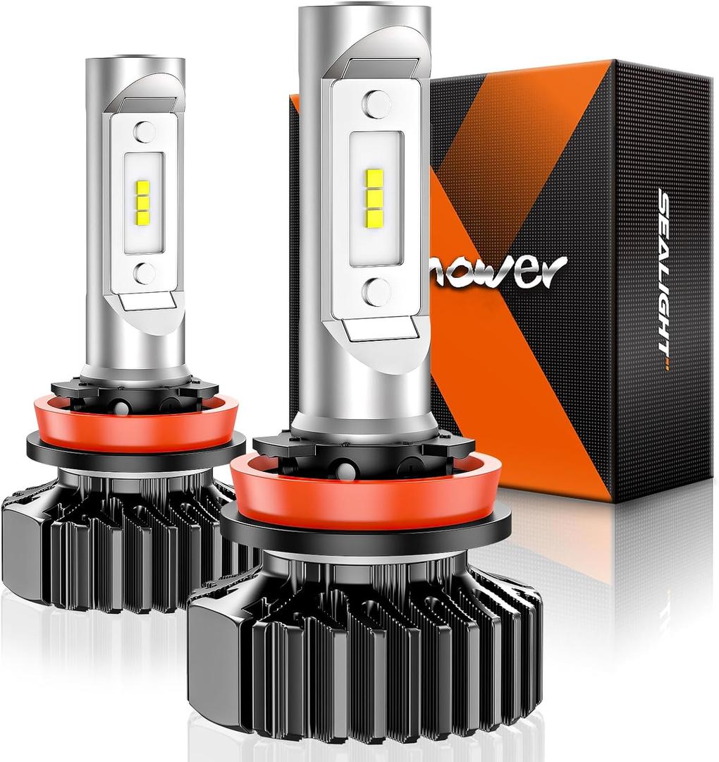 SEALIGHT H11 Bulbs, 4X Super Bright Powersport Bulbs 6000K White Plug and Play, Pack of 2