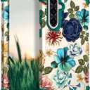 Hocase for Galaxy A36 5G Case, Heavy Duty Shockproof Protection Soft Silicone Rubber Bumper+Hard Plastic Hybrid Protective Case for Samsung Galaxy A36/A56 5G (6.7" Display) 2025 - Teal Flowers