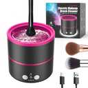 Electric Makeup Brush Cleaner Machine, 2 Speeds and Dehydration Powerful Friction Removes Residue on Makeup Brushes Set/Sponge/Powder Puffs, Efficient Cleaning, Spinning Washer Black Pink