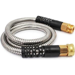 Cesun Metal Garden, Short Connector, Water Lead-in Hose Extension, Extremely Flexible, for Hose Reel/RV/Dehumidifier, Lightweight/Durable/Drinking Water Safe SS Female to Male, 5FT