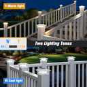 Solar Post Cap Lights Outdoor 6pack, Waterproof Fence Post Lights with 16 Ultra Bright LEDs Fit 4x4/5x5/6x6 Wood/Vinyl Posts, White Deck Post Lights with Warm/Cool White for Garden, Patio, Porch, Yard