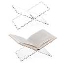 Humyoun 2 Piece Scalloped Acrylic Book Holder 12 x 7 x 6 Inch Open Large Display Stand for Cookbook Quran Bible Guest Book Coffee Table Decor Stand for Reading Clear Transparency
