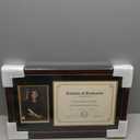 GraduationMall 11x19 Mahogany Diploma and Photo Frame for 8.5x11 Certificate,5x7 Picture,Real Glass,Black over Gold Double Mat, 13x21.5x1.5 inches