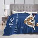 Dad Son Daughter Gift Blanket, Funny Cozy Dog Dad Blue Throw Blanket for Fathers Day, Christmas, 50"X60"