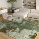 Kelarea Living Room Rug, 5x7 Rug Modern Abstract Washable Rugs Green Faux Wool Vintage Carpets, Non Slip Rug for Bedroom, Dining Room, College Dorm, Kids Playroom, Home Office Green, 5' x 7' (Rectangular)