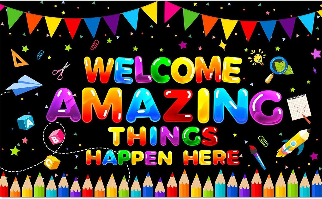 Haunted House Halloween Decorations, 71'' x 12'' Welcome Foolish Mortals Sign Door Banner for Halloween Hitchhiking Ghosts Party Decorations, Haunted House Door Decorations Outdoor Indoor