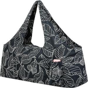 KUAK Extra Large Yoga Mat Bag with Zippered Top & 5 Pockets - Premium Canvas Tote with Yoga Mat Carrying Strap for Pilates, Gym, Fitness Block & Gear (Leaf)