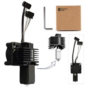 Original Bambuu Lab P1P P1S Hotend Complete Kit, 0.4MM Hardened Steel Nozzle Full Assembly with Fan, Ceramic Heater, Nozzle, Thermistor, Extruder Heating Block Replacement for Bambu Lab P1 3D Printer