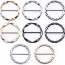 SEMINI 8PCS Silk Scarf Ring Clip T-Shirt Tie Clips for Women Scarves Clasp Waist Buckle Fashion Metal Ring for Shirts Clothing (Inner 40mm/1.6in, Color 5)