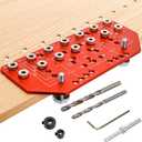 Shelf Pin Jig and Hinge Jig, Two-in-One Adjustable Shelf Pin Drilling Jigs with 1/4" 5mm Drill Bits, Self-contained Clamping Cabinet Hardware Jigs Tool Holes Drill Guide for Woodworking