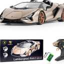 MIEBELY Lamborghini Remote Control Car, 1:16 Scale Lambo Toy Car 7.4V 500mAh Officially Licensed 12Km/h Rc Cars with Led Light 2.4Ghz Model Car for Adults Boys Girls Birthday Ideas Gift (Champagne)