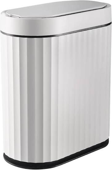 ELPHECO Bathroom Trash Can with Lid 2 Gallon Sensor Garbage Can, Automatic Trash Bin, Motion Sensor Trash Can, IPX5 Waterproof Plastic Wastebasket for Bathroom, Bedroom, Kitchen, Office, White Gold
