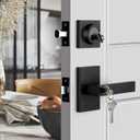 Haidms Black Exterior Door Lock Set With Deadbolt, Matte Black Front Door Handle, Keyed Alike Entry Locksets, Heavy Duty Zinc-alloyed Front Door Lock (1 Pack)