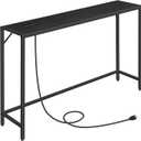 Console Table, Narrow Sofa Table, 43.3 Entrance Table with Power Station, Behind Couch Table, Simple Style, for Living Room, Hallway, Entryway, Foyer, Black CTHB112E01
