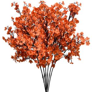 Mandy's Coral Artificial Babys Breath Flowers European 6 Bundles Silk Gypsophila with Bendable Stems for Fall Thanksgiving & Christmas Centerpiece Wedding Decor and Table Arrangements
