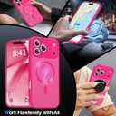 Magnetic Shockproof for iPhone 17 Pro Case,[Camera Protection][Compatible with Magsafe][Non-Slip][Mil-Grade Protection] Slim Anti-Yellow Translucent Matte Phone Case for iPhone 17 Pro,Hot Pink