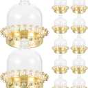 Gadpiparty 12pcs Mini Cake Domes with Lids Single Cupcake Stand Mini Gold Cake Trays Small Dessert Plates with Lids Decorative Tray for Display Dessert Fruits Cake