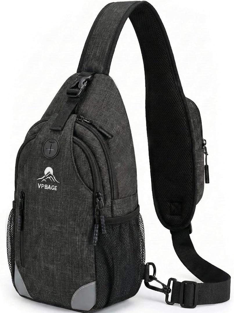 Sling Backpack for Women & Men, Crossbody Travel Bag with Water Bottle Holders, 17 Pockets, Quick-Access Phone Pocket, Hidden Security Pocket, Fits 11" Tablet, for Daily Carry, Travel, Theme Parks