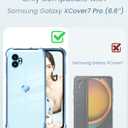 4 x Dretal for Samsung Galaxy XCover7 Pro Case with Screen Protector, Girl Women Cute Girly Love-Heart Luxury Gold Soft Cover Camera Protection Bumper Silicone Shockproof Phone Cover for SM-G766 (Blue)