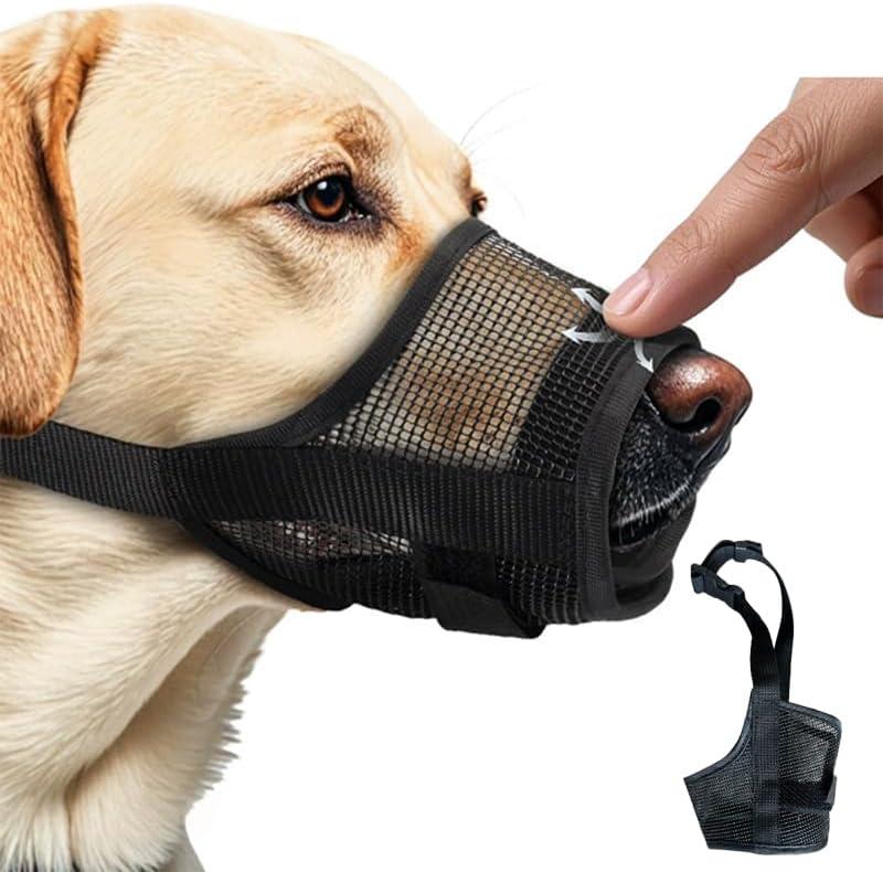Dog Muzzle,Soft Air Mesh Muzzle for Dogs to Prevent Biting Barking Chewing, Breathable Mouth Guard Adjustable Loop Strap Pets Muzzle for Training(Black,L)