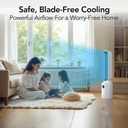 Comfort Zone 40-Inch Bladeless Tower Fan for Bedroom Quiet Standing Fan with Remote Control, 9H Timer & Wide Area Oscillation Turbocharged Airflow & Digital LED Display White/Silver