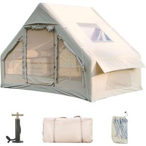 Inflatable Camping Tent with Pump,4-6 Person Waterproof Blow Up Air Tent for Camping Hiking,Easy to Set Up 4-Season Inflatable House Tent with Oversized Canopy.