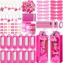 Geiserailie 147 Pcs 12 Sets Hot Pink Princess Party Favors Include Gift Box Sunglass Silicone Bracelet Keychain Bow Hair Band Comb Card Sticker Ribbon for Girl Birthday Bachelorette Party Supplies