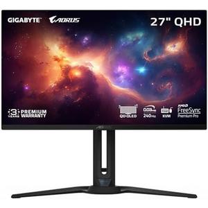 GIGABYTE - AORUS FO27Q2 (SA) - 27" QD-OLED Gaming Monitor - QHD 2560x1440-240Hz - 0.03ms GTG - AMD FreeSync Premium Pro - Type C KVM - HDMI, DP, Type C - Height Adjustable - Black, Only Display