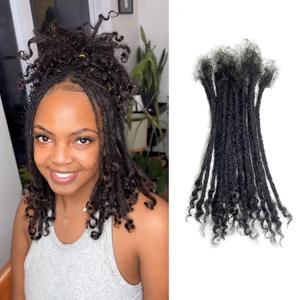 100% Human Hair 0.4cm Width 12 Inch Loc extensions Human Hair with Curly Ends 30 Strands per pack Full Handmade Dreadlock Extensions Can be dyed and bleached for Men Women Kids