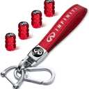 5pcs Car Key Chain whth tire Valve Stem Caps for Infiniti G35 G37 Q50L QX50 Q50 QX56 Q60 QX60 QX70 Q70L QX80, Car Key Fob Car Dust Caps Combo Set, Key Chain Keyring Accessories-YFND-red