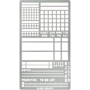 Aleks Melnyk No.423 Metal Stencil for Bullet Journaling, Bookmark, Planning, Banners, Lines, Lists, Planner Stamps, Habit Tracker, Dot Journal Stencil for Diary, Template, Scrapbook