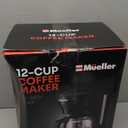 Mueller 12-Cup Drip Coffee Maker - Borosilicate Carafe, Auto-Off, Reusable Filter, Anti-Drip, Keep-Warm Function, Clear Water Level Window Coffee Machine, Kitchen Essentials & Accessories (Black)