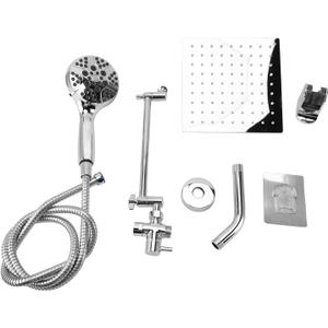 Shower System,Bathroom Rain Mixer Shower Combo Set with Wall Mounted Rainfall Shower Head Diverter Flexible Hose Adjustable Extension Arm
