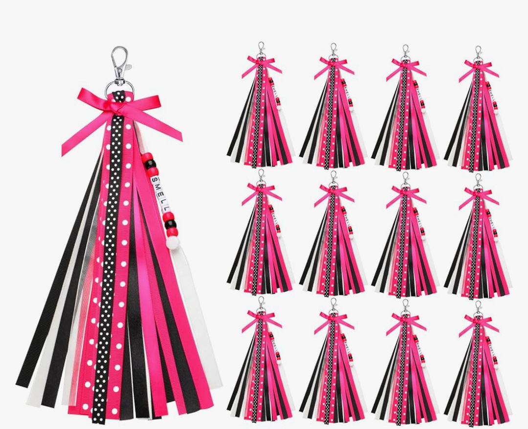 Nosiny 10 Pcs Cheer Keychains Cheerleader Gifts for Team Personalized Keychain Kit Cheer Bag Tags for Women