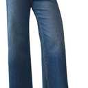 KUNMI Jeans for Women Wide Leg Baggy High Waist Boyfriends Straight Leg Stretchy Denim Pants Trendy Fall 2025 (8, W004-Blue)