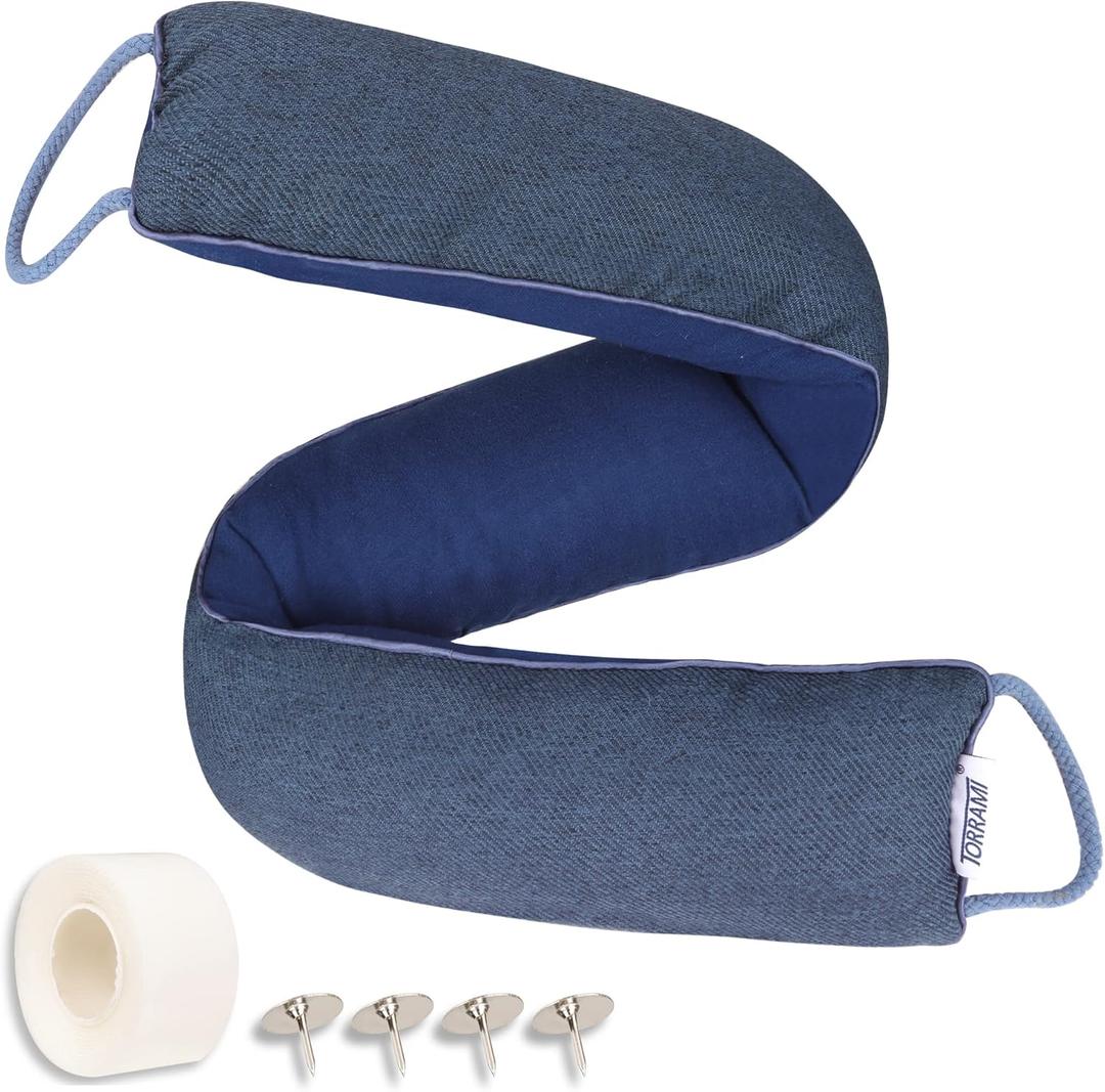 TORRAMI 36" Door Draft Stopper Under Bottom Insulation Noise Air Stopper 2.1LB,Draft Stopper Guard Seal for Doors and Windows - Dark Blue