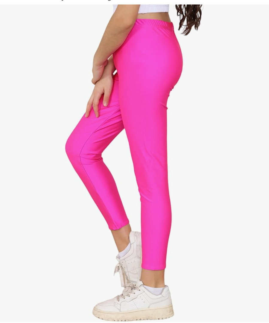 Loxdonz Girls Athletic Leggings Kids Dance Workout Running Yoga Pants Ballet Gymnastics Tights, Small